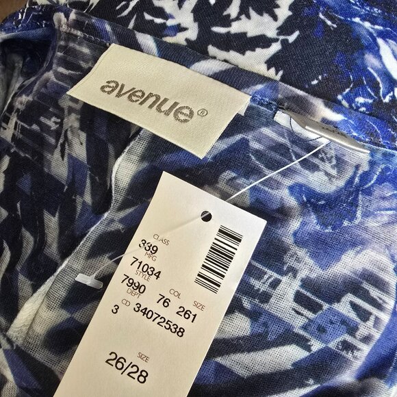 Womens Blue & White Abstract Print Blouse Gorgeous 3/4 Sleeve Size 26/28 JJ4069 - Picture 11 of 11